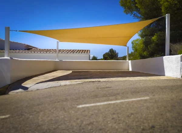 Final real installation - Shade sails for light, visually open shade. in Alicante | Toldos Corona